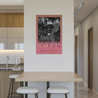 Familienbild Personalisiert mit 4 Fotos und Karte Familiengeschenk individuell gestaltet