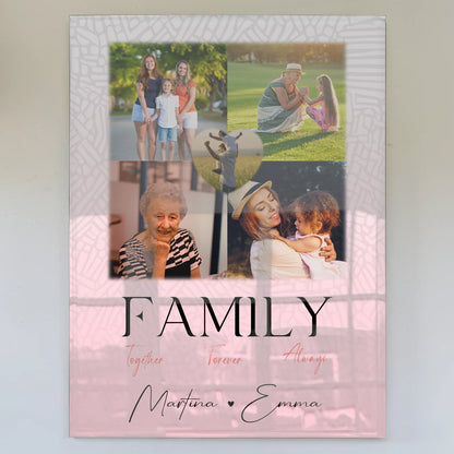 Familienbild Personalisiert mit 4 Fotos und 1 Herz Foto Family Together Geschenk für Familienfreude