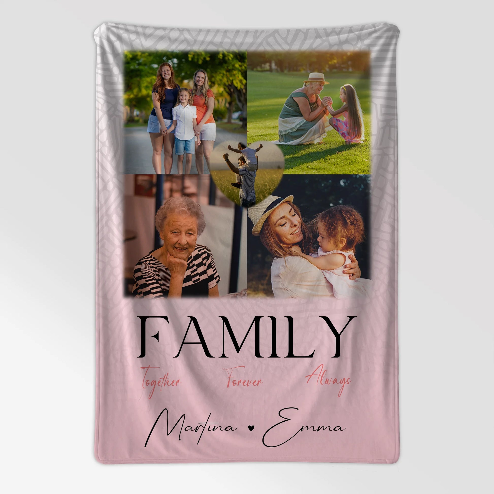 Personalisierte Kuscheldecke Mit Namen Und Motiv 4 Fotos und 1 Herz Foto Family Togehter 7