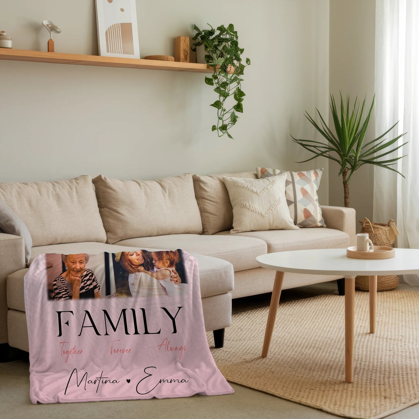 Personalisierte Kuscheldecke Mit Namen Und Motiv 4 Fotos und 1 Herz Foto Family Togehter 4