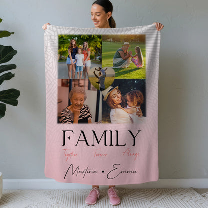 Personalisierte Kuscheldecke Mit Namen Und Motiv 4 Fotos und 1 Herz Foto Family Togehter 1