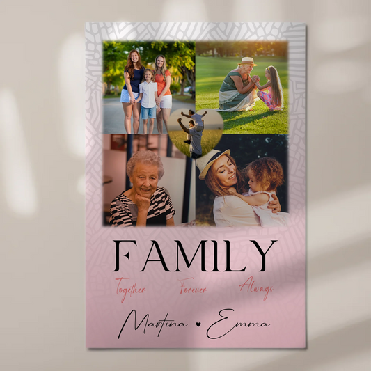 Familienbild Personalisiert mit 4 Fotos und 1 Herz Foto Family Together Individuelles Geschenk 1