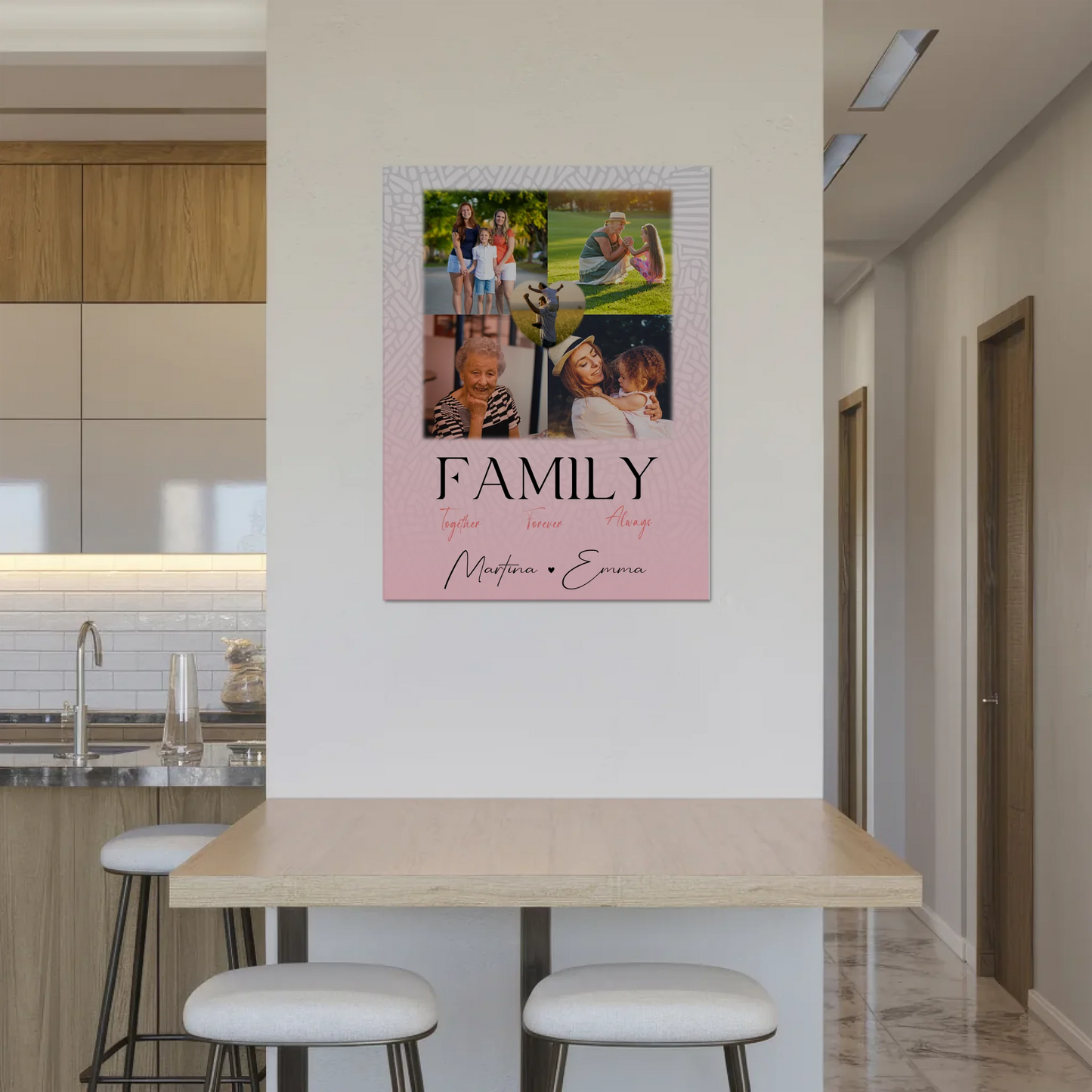 Familienbild Personalisiert mit 4 Fotos und 1 Herz Foto Family Together Individuelles Geschenk 8