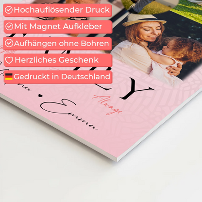 Familienbild Personalisiert mit 4 Fotos und 1 Herz Foto Family Together Individuelles Geschenk