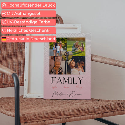 Personalisierte Fotoleinwand mit 4 Fotos und 1 Herz Foto Family Together Geschenk 5