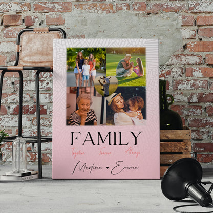 Personalisierte Fotoleinwand mit 4 Fotos und 1 Herz Foto Family Together Geschenk 4