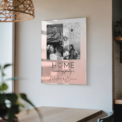 Familienbild Personalisiert mit 3 Fotos und Herz Foto Karte Where My Family Is für einzigartige Geschenke