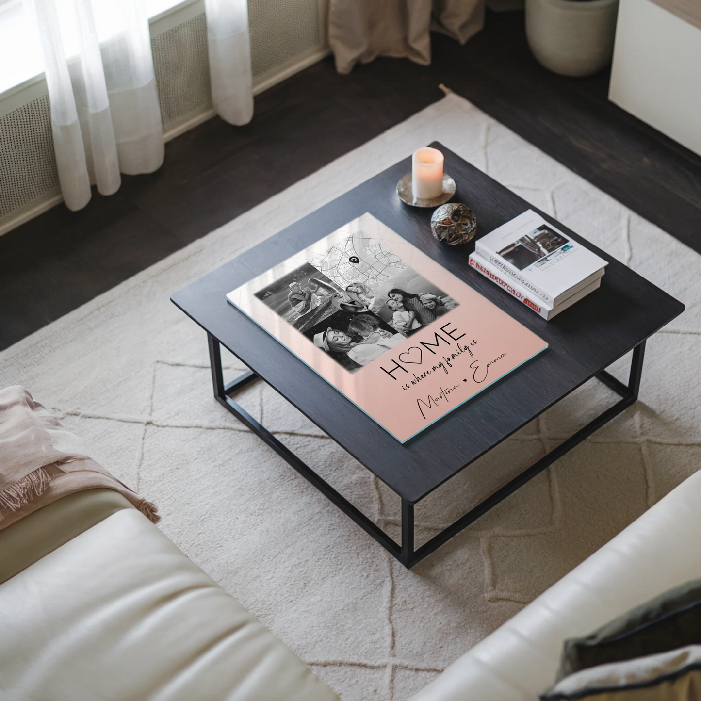 Familienbild Personalisiert mit 3 Fotos und Herz Foto Karte Where My Family Is für einzigartige Geschenke