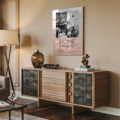 Familienbild Personalisiert mit 3 Fotos und Herz Foto Karte Where My Family Is für einzigartige Geschenke