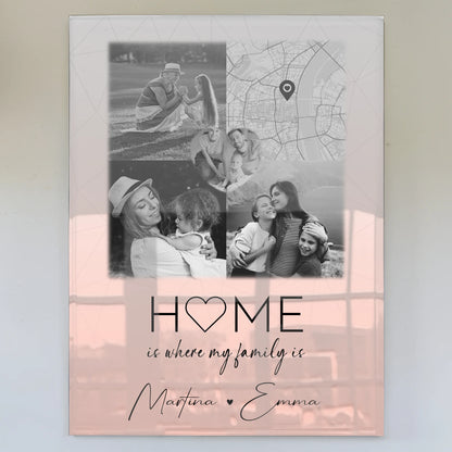 Familienbild Personalisiert mit 3 Fotos und Herz Foto Karte Where My Family Is für einzigartige Geschenke