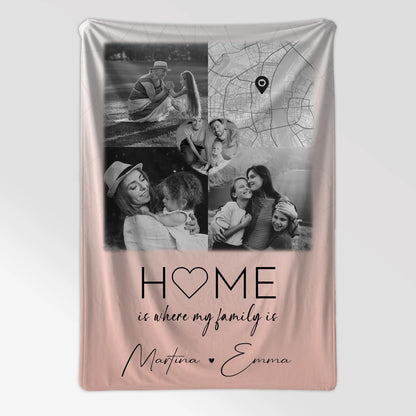 Decke Mit Namen 3 Fotos 1 Herz Foto Karte Personalisiertes Geschenk für Familie Where My Family Is 7