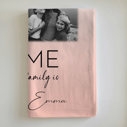 Decke Mit Namen 3 Fotos 1 Herz Foto Karte Personalisiertes Geschenk für Familie Where My Family Is 6