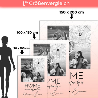 Decke Mit Namen 3 Fotos 1 Herz Foto Karte Personalisiertes Geschenk für Familie Where My Family Is 5
