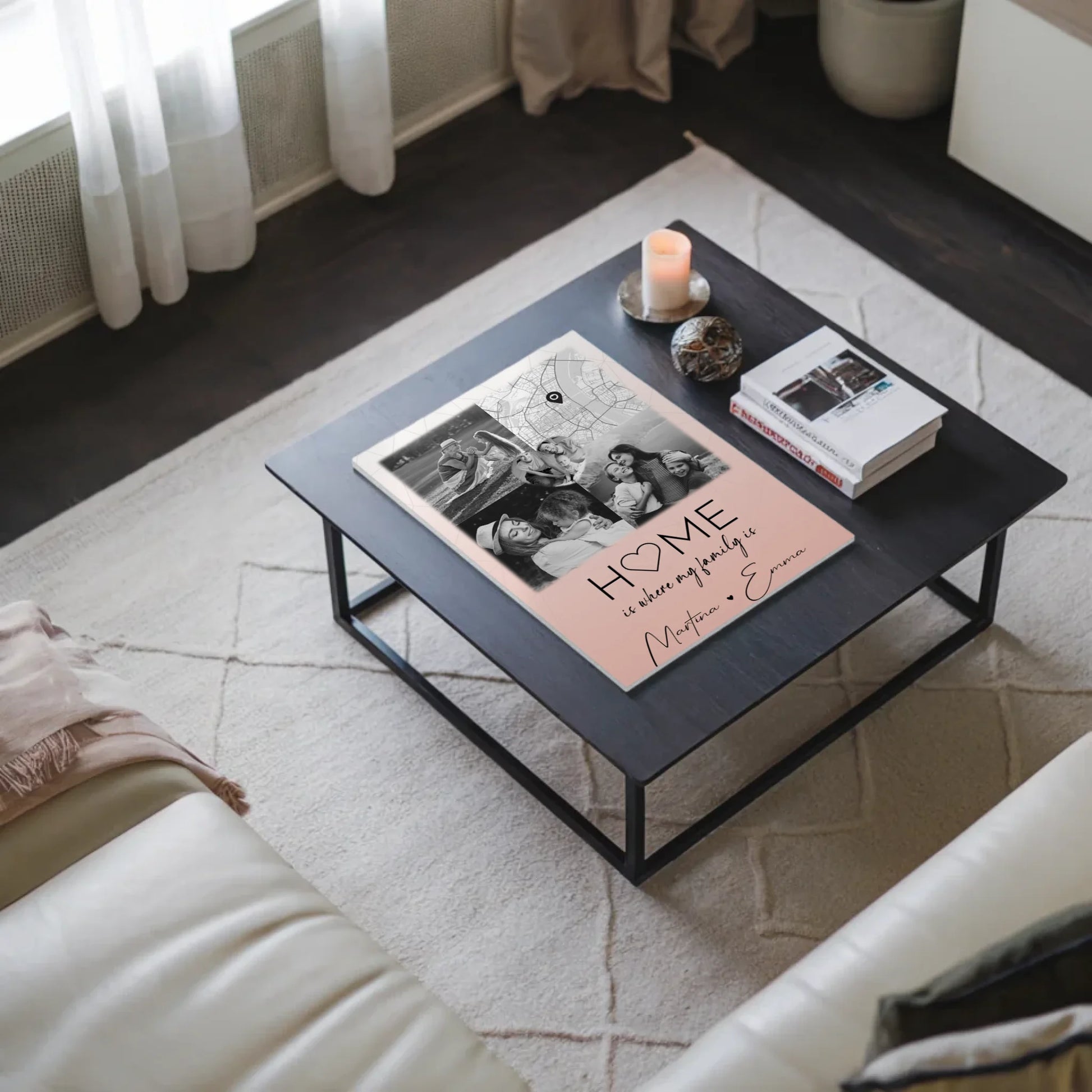 Familienbild Personalisiert mit 3 Fotos und Herz Foto Karte Where My Family Is Perfektes Geschenk 3