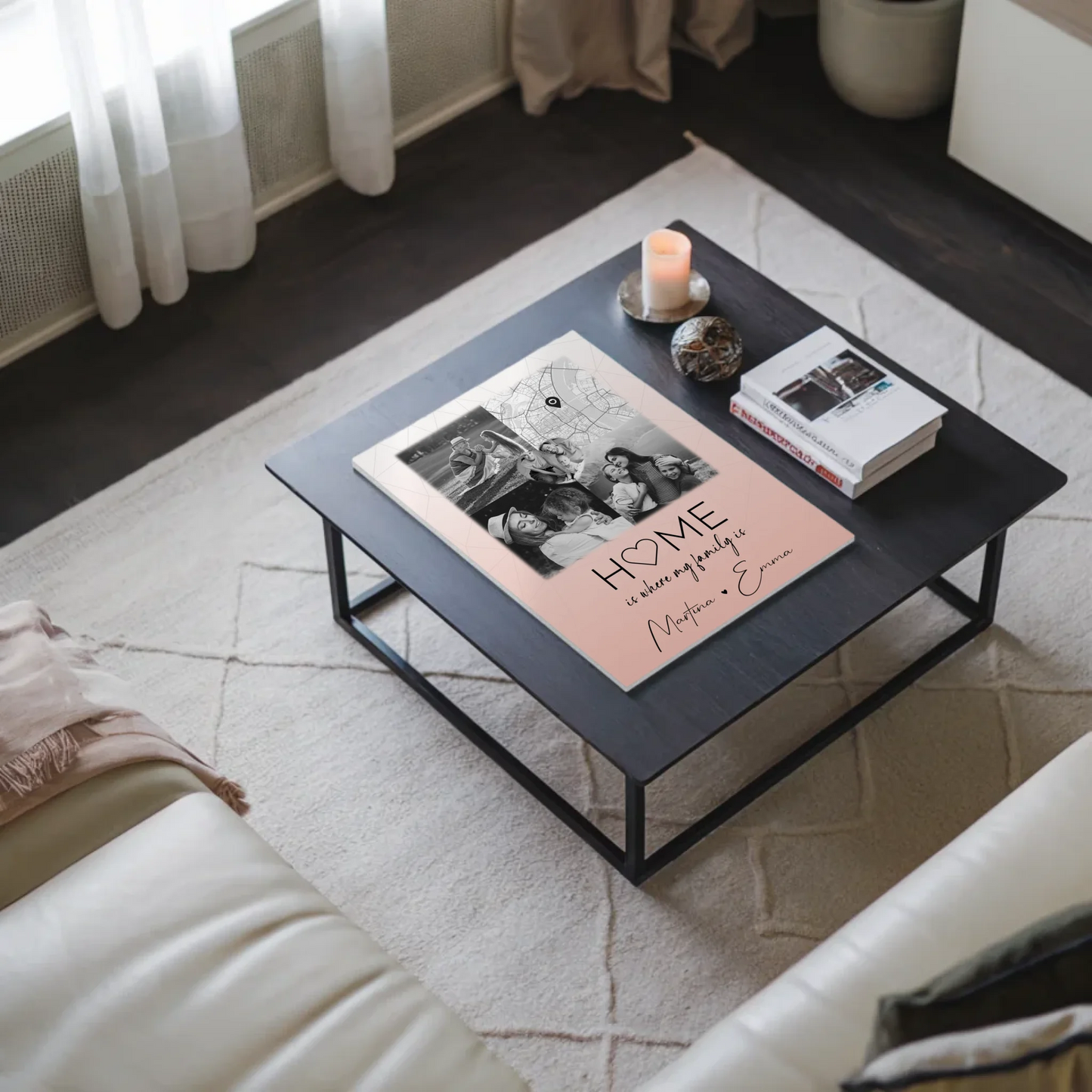 Familienbild Personalisiert mit 3 Fotos und Herz Foto Karte Where My Family Is Perfektes Geschenk 9