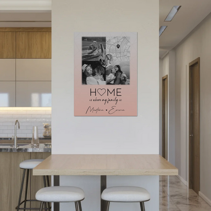 Familienbild Personalisiert mit 3 Fotos und Herz Foto Karte Where My Family Is Perfektes Geschenk 8