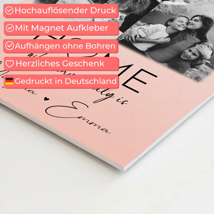 Familienbild Personalisiert mit 3 Fotos und Herz Foto Karte Where My Family Is Perfektes Geschenk