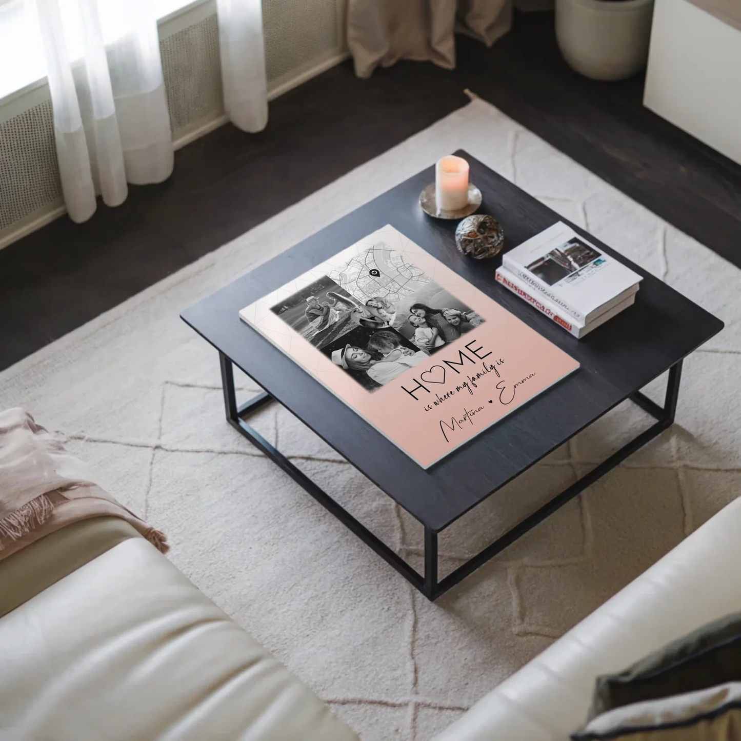 Familienbild Personalisiert mit 3 Fotos und Herz Foto Karte Where My Family Is Perfektes Geschenk