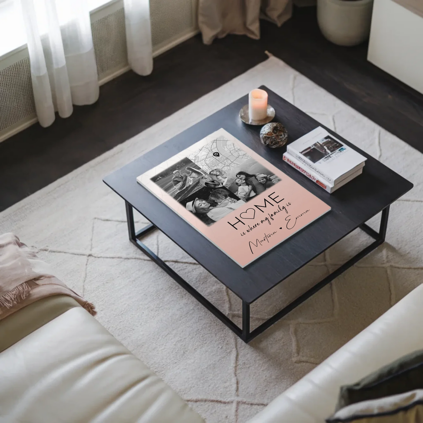 Familienbild Personalisiert mit 3 Fotos und Herz Foto Karte Where My Family Is Perfektes Geschenk