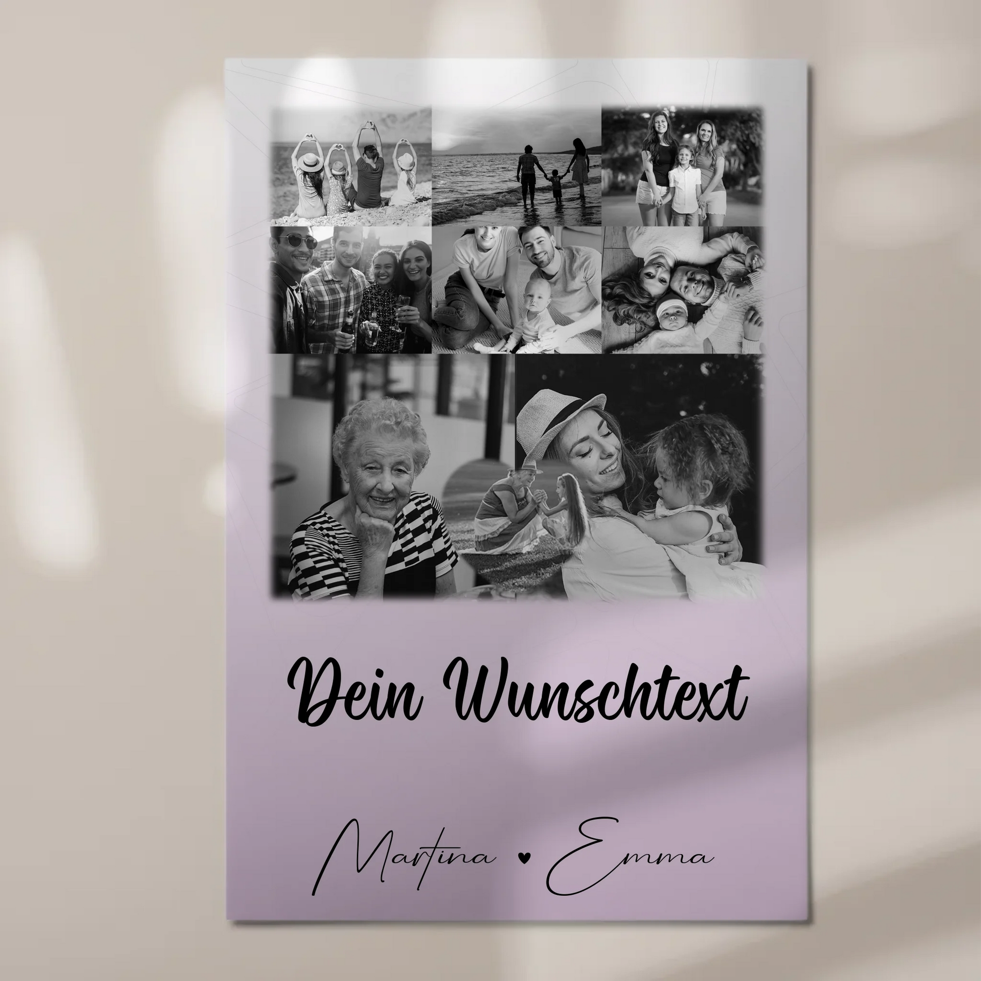 Wandbild Familie Personalisiert mit 8 Fotos 1 Herz Foto Wunschtext 1
