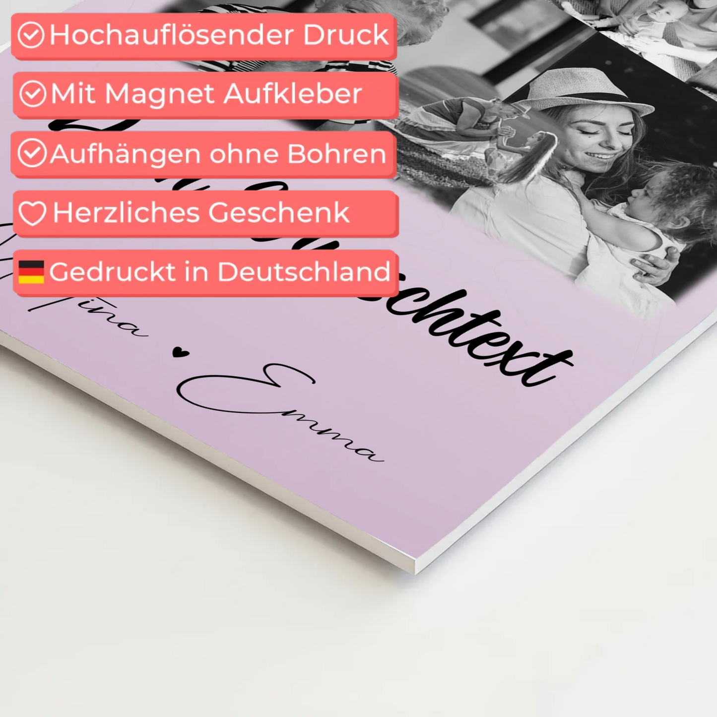 Wandbild Familie Personalisiert mit 8 Fotos 1 Herz Foto Wunschtext 4