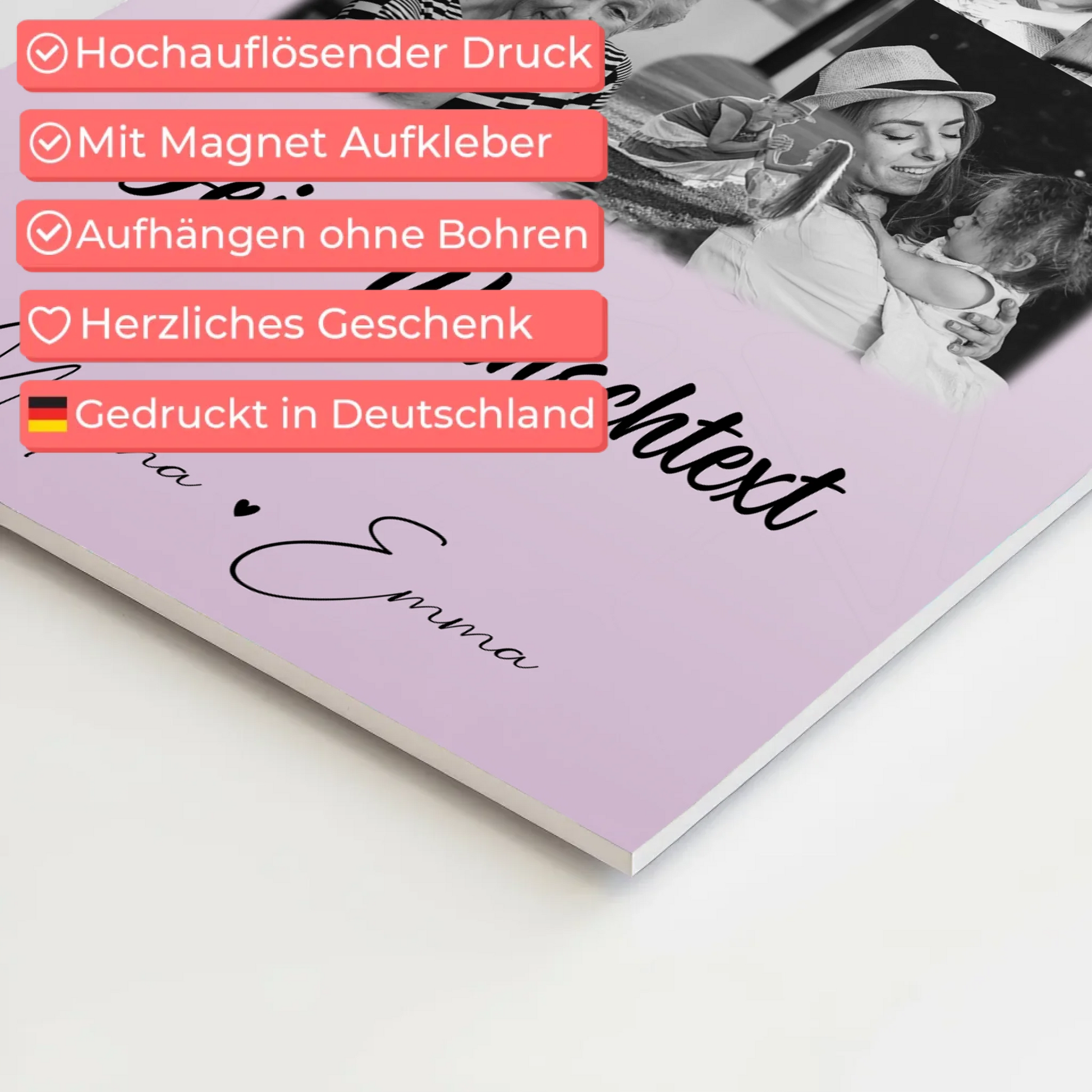 Wandbild Familie Personalisiert mit 8 Fotos 1 Herz Foto Wunschtext 10