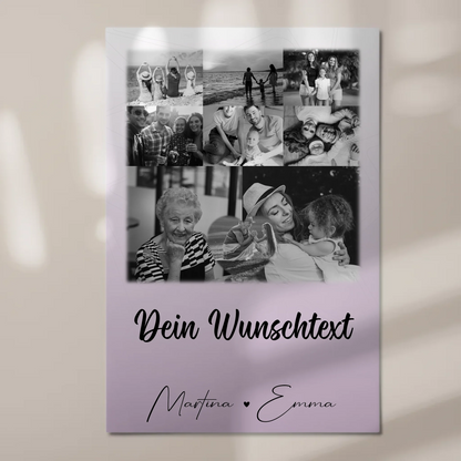 Wandbild Familie Personalisiert mit 8 Fotos 1 Herz Foto Wunschtext