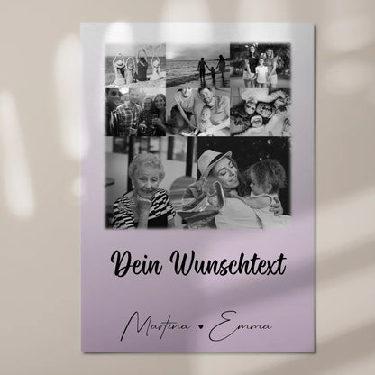 Wandbild Familie Personalisiert mit 8 Fotos 1 Herz Foto Wunschtext