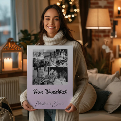 Wandbild Familie Personalisiert mit 8 Fotos Herz Wunschtext Fotogeschenk 2