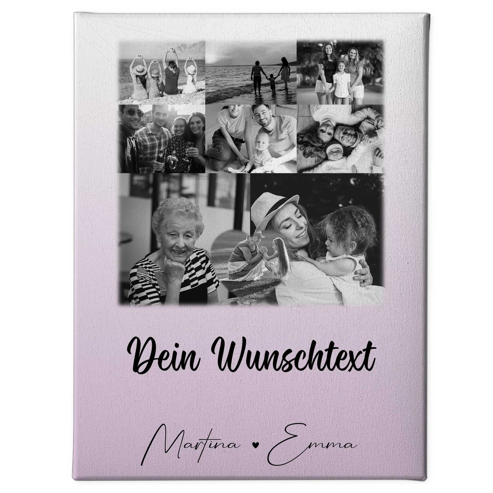 Wandbild Familie Personalisiert mit 8 Fotos Herz Wunschtext Fotogeschenk 1