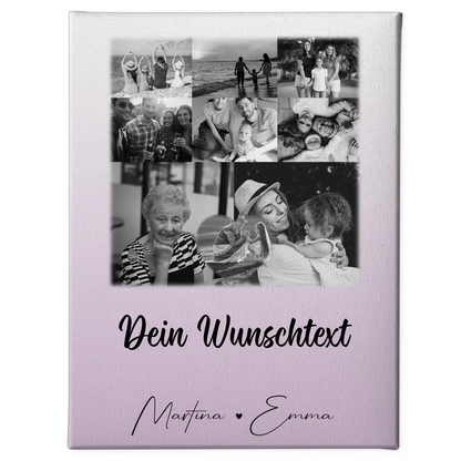 Wandbild Familie Personalisiert mit 8 Fotos Herz Wunschtext Fotogeschenk 1