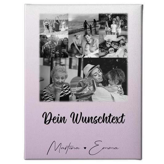 Wandbild Familie Personalisiert mit 8 Fotos Herz Wunschtext Fotogeschenk 1