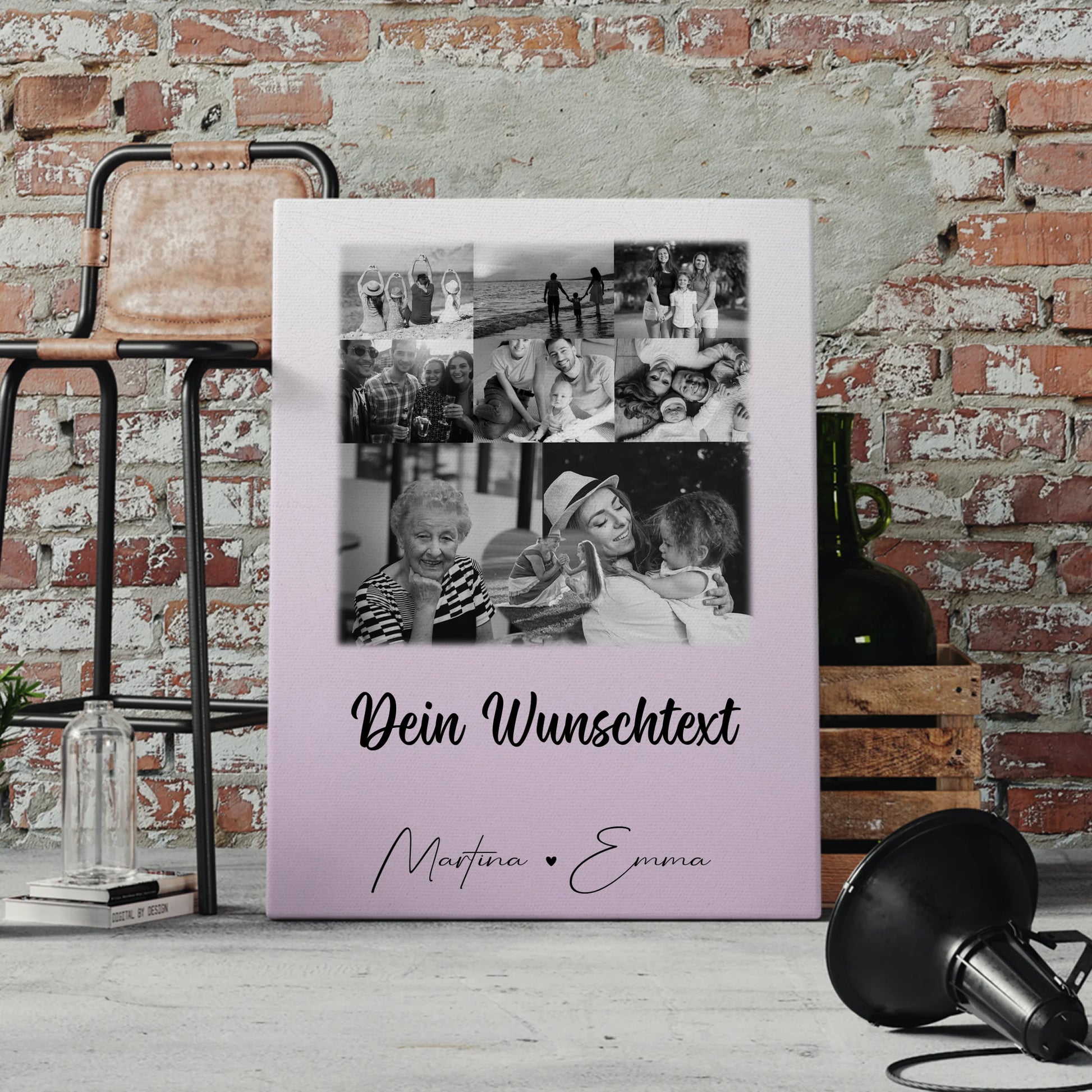 Wandbild Familie Personalisiert mit 8 Fotos Herz Wunschtext Fotogeschenk 4