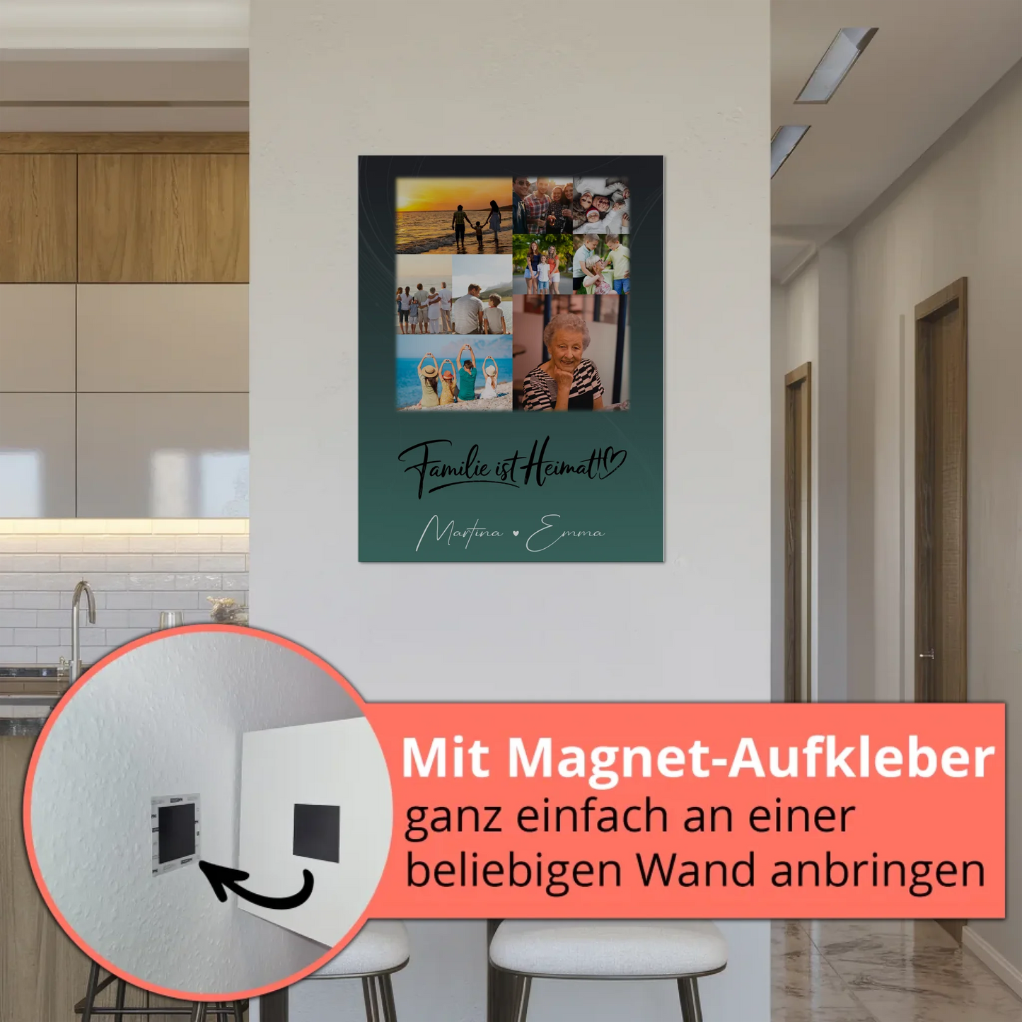 Wandbild Familie Personalisiert mit 9 Fotos Familie ist Heimat Geschenk
