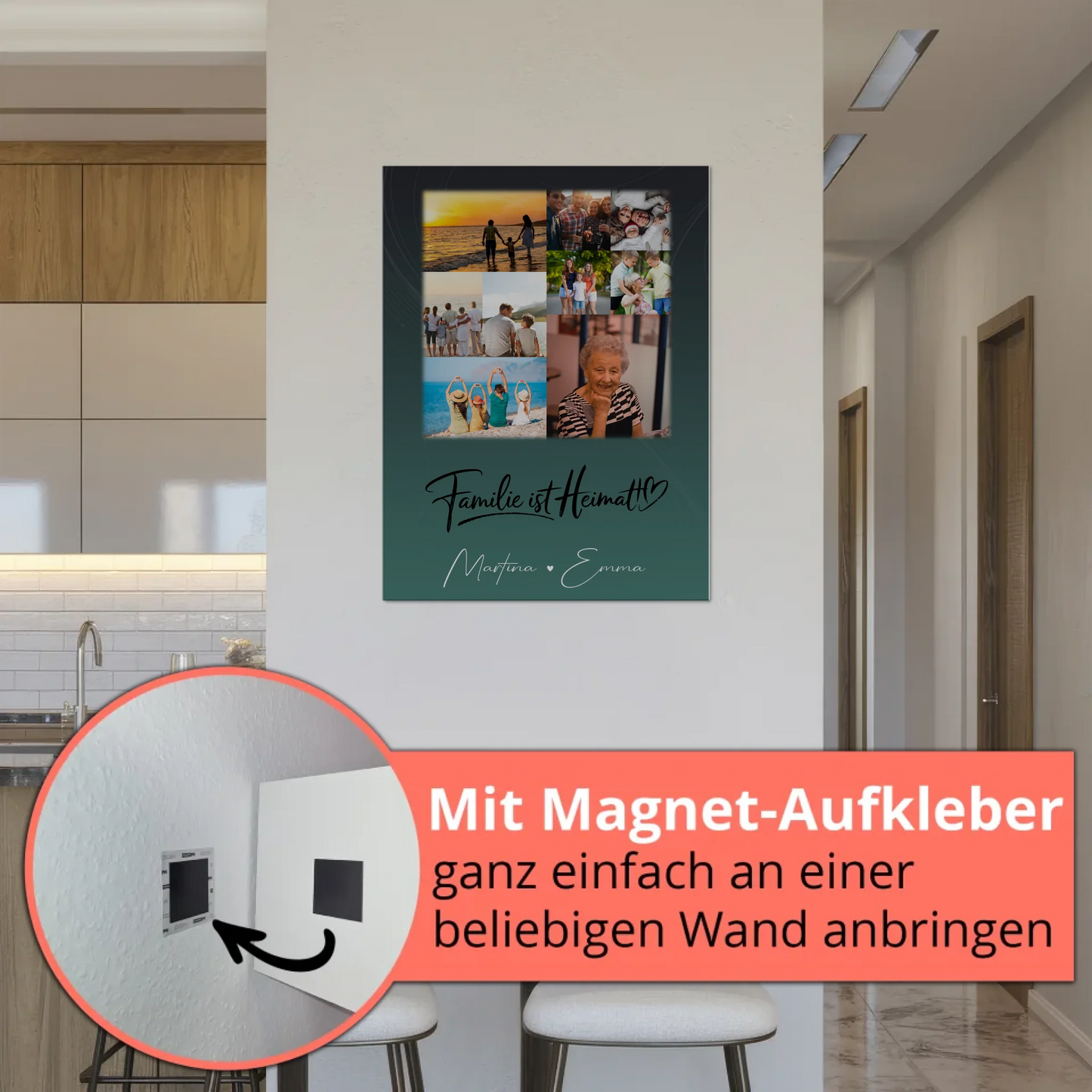 Wandbild Familie Personalisiert mit 9 Fotos Familie ist Heimat Geschenk