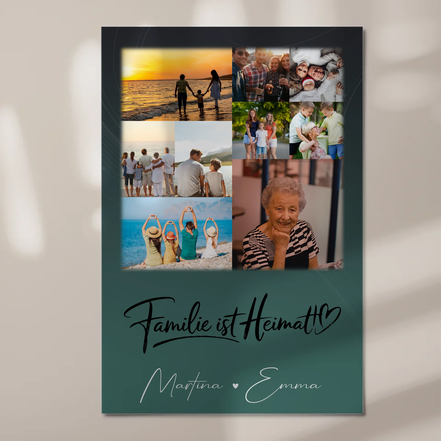 Wandbild Familie Personalisiert mit 9 Fotos Familie ist Heimat Geschenk