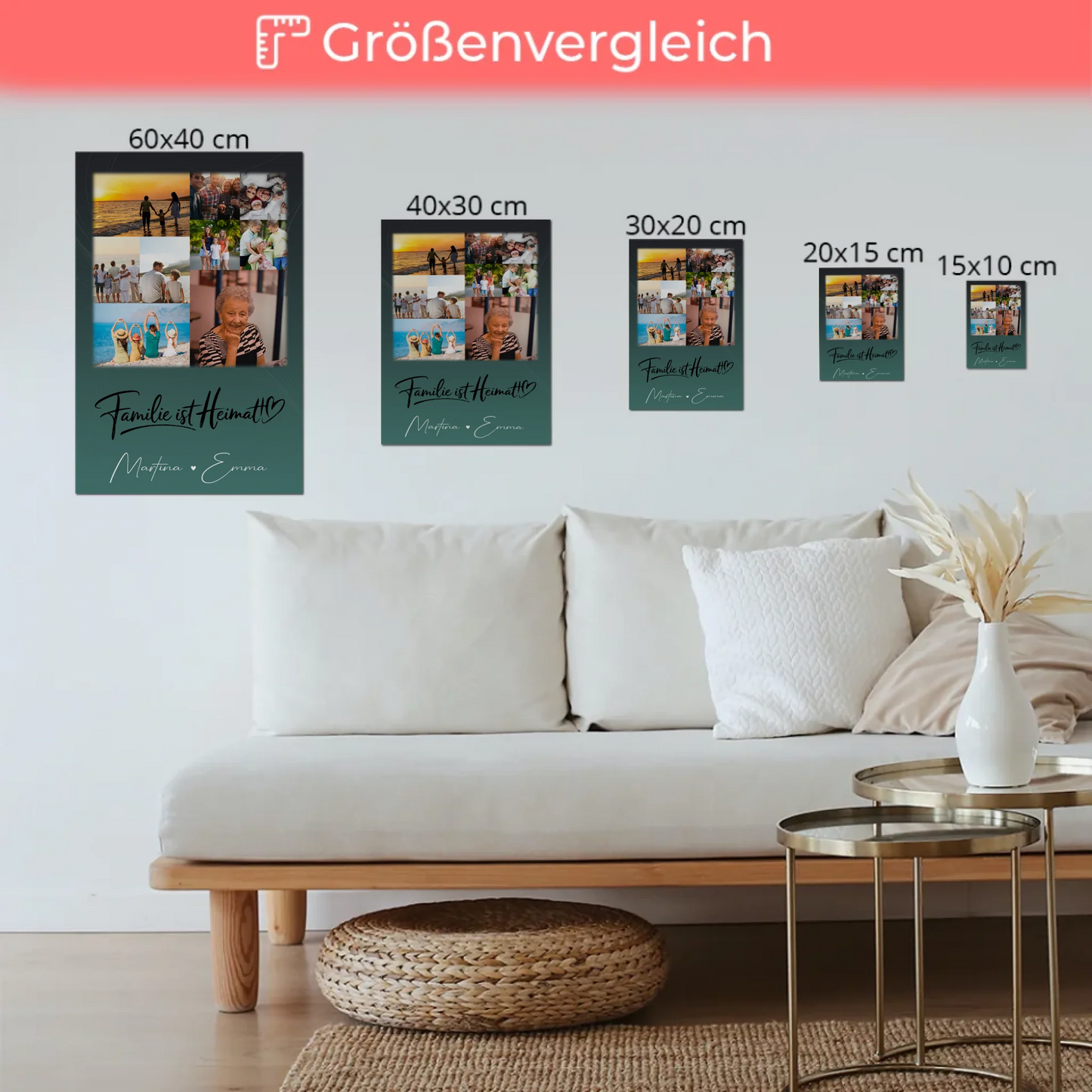 Wandbild Familie Personalisiert mit 9 Fotos Familie ist Heimat Geschenk