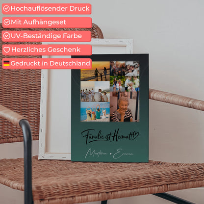 Personalisierte Fotoleinwand mit 9 Fotos Familie ist Heimat Geschenk 5
