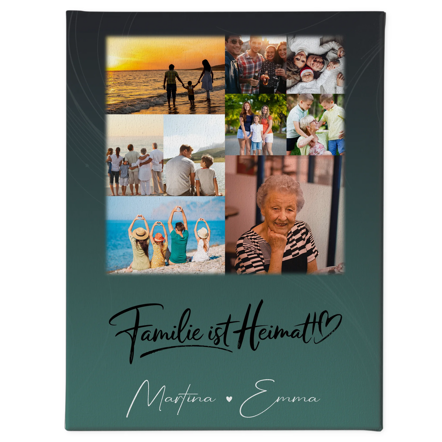 Personalisierte Fotoleinwand mit 9 Fotos Familie ist Heimat Geschenk 1
