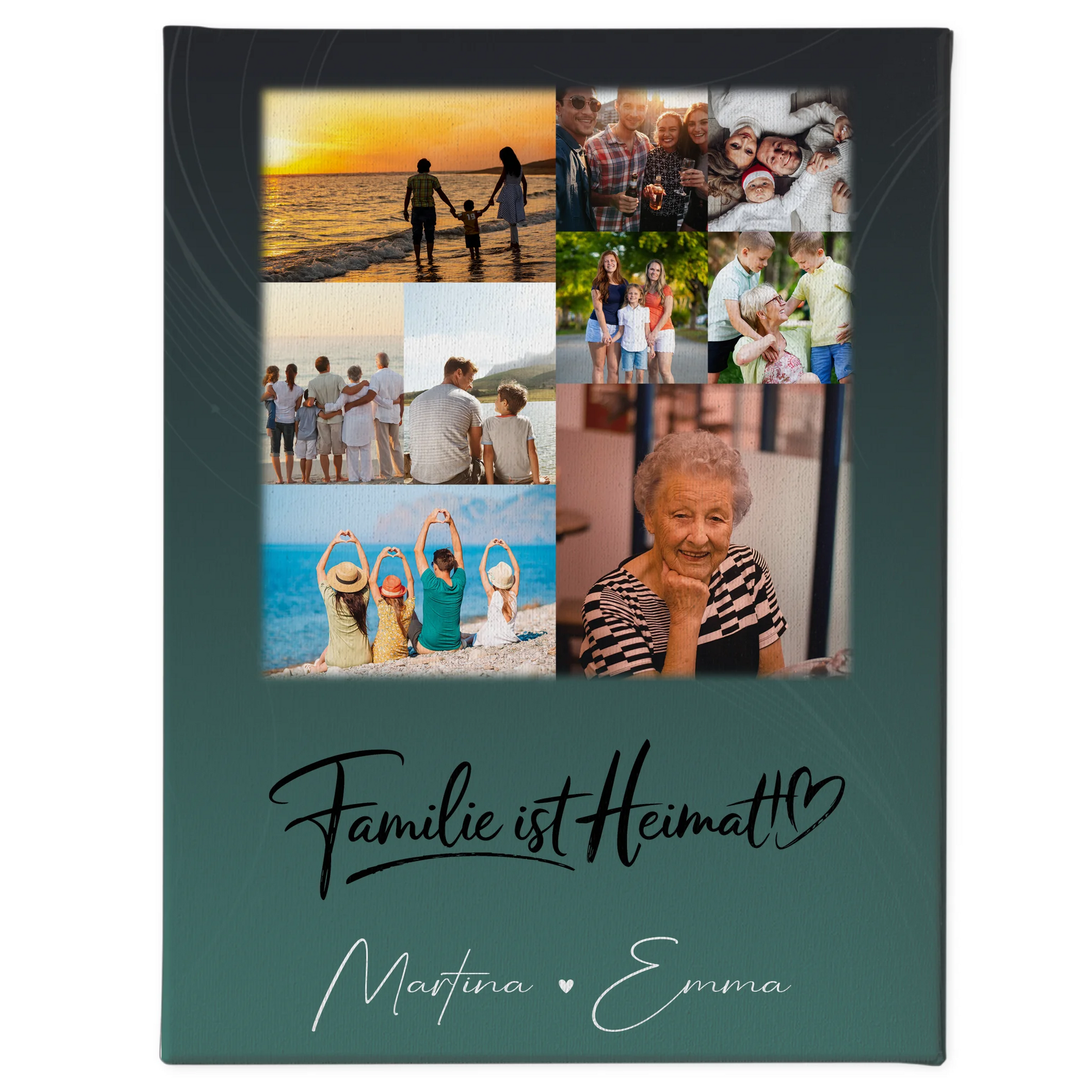 Personalisierte Fotoleinwand mit 9 Fotos Familie ist Heimat Geschenk 1