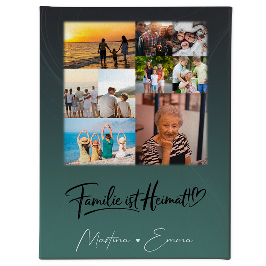 Personalisierte Fotoleinwand mit 9 Fotos Familie ist Heimat Geschenk 1