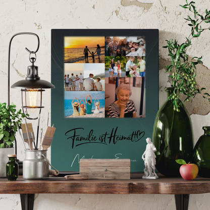 Personalisierte Fotoleinwand mit 9 Fotos Familie ist Heimat Geschenk 3