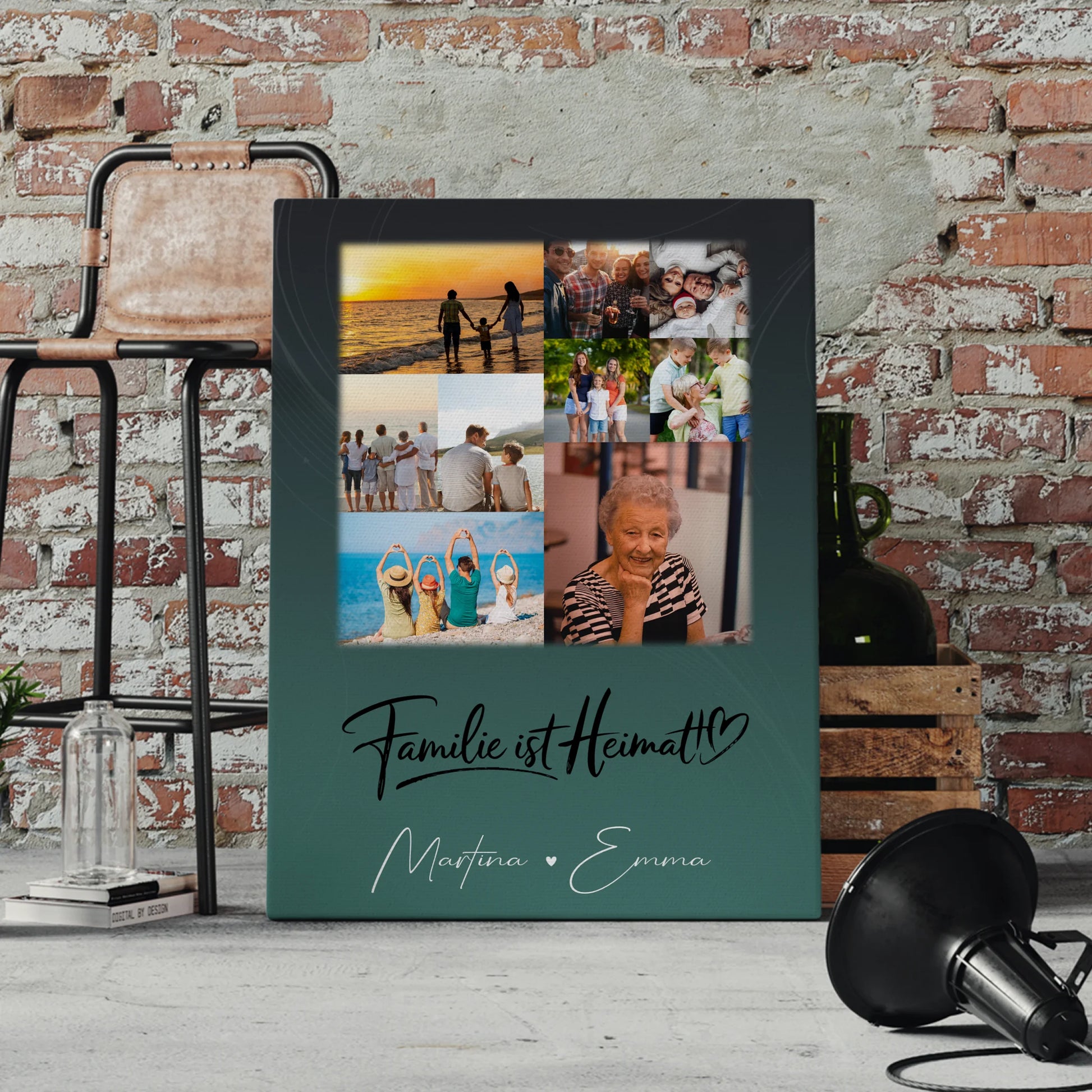 Personalisierte Fotoleinwand mit 9 Fotos Familie ist Heimat Geschenk 4