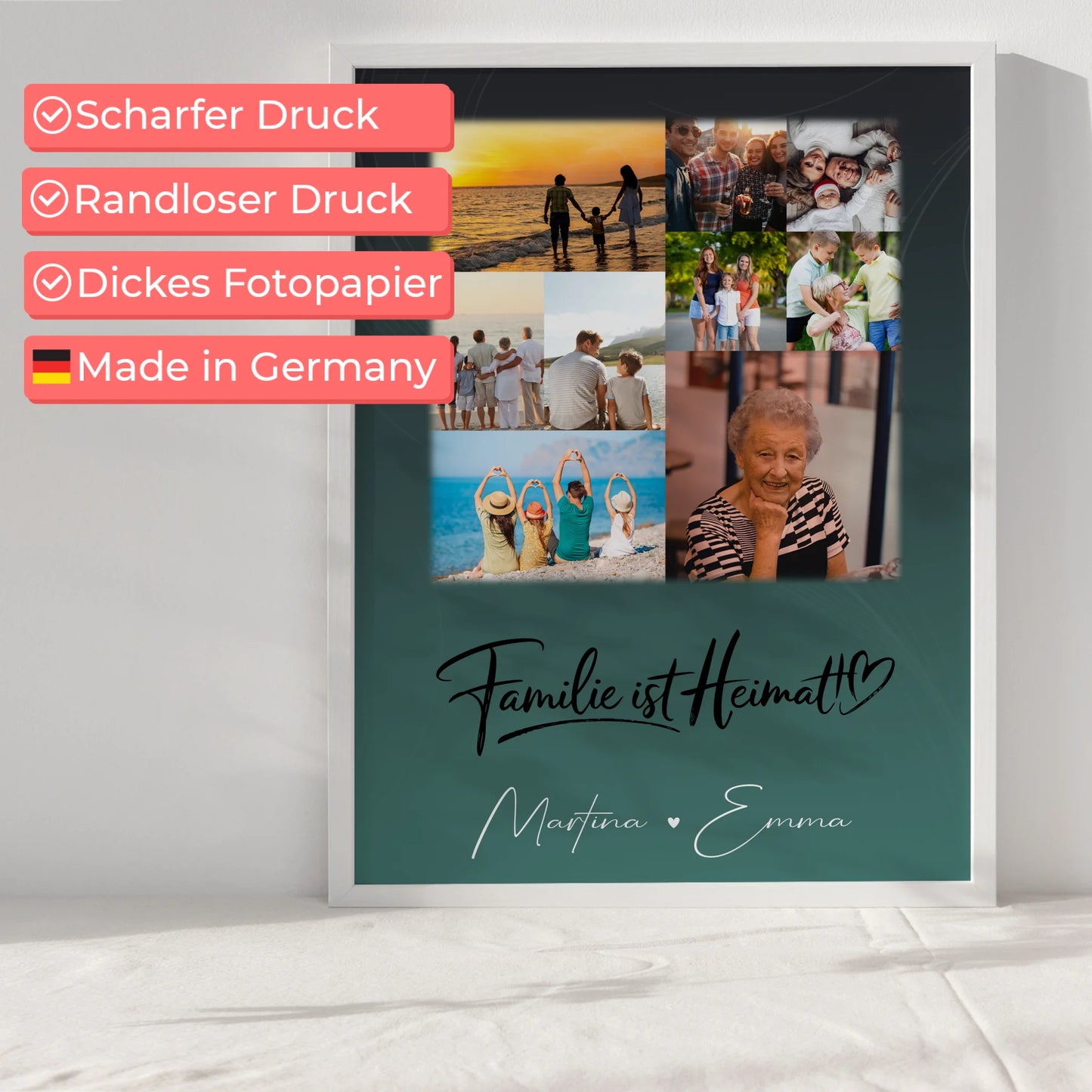 Poster Mit Namen Familie mit 9 Fotos Motiv Familie Ist Heimat