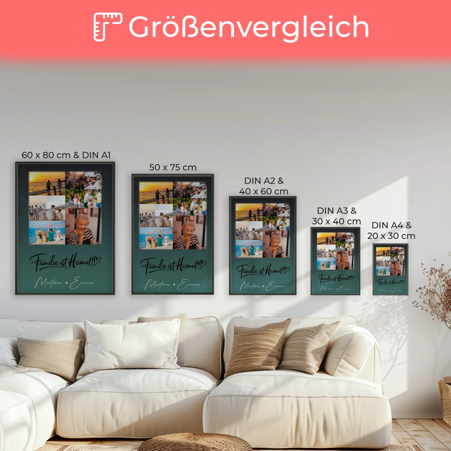 Poster Mit Namen Familie mit 9 Fotos Motiv Familie Ist Heimat