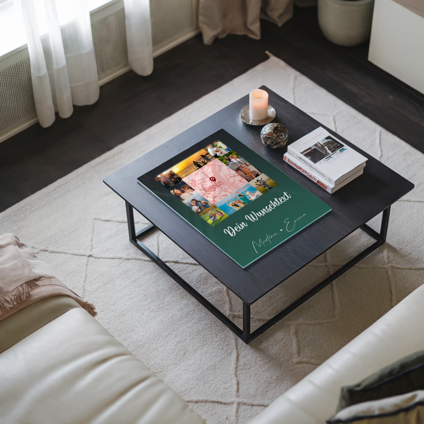 Familienbild Personalisiert mit 10 Fotos Karte in der Mitte Wunschtext Individuelles Geschenk