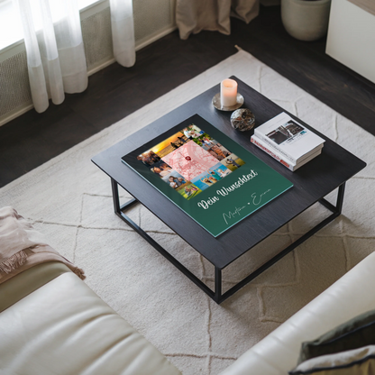 Familienbild Personalisiert mit 10 Fotos Karte in der Mitte Wunschtext Individuelles Geschenk