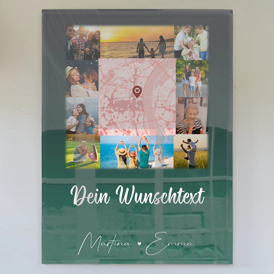 Familienbild Personalisiert mit 10 Fotos Karte in der Mitte Wunschtext Individuelles Geschenk