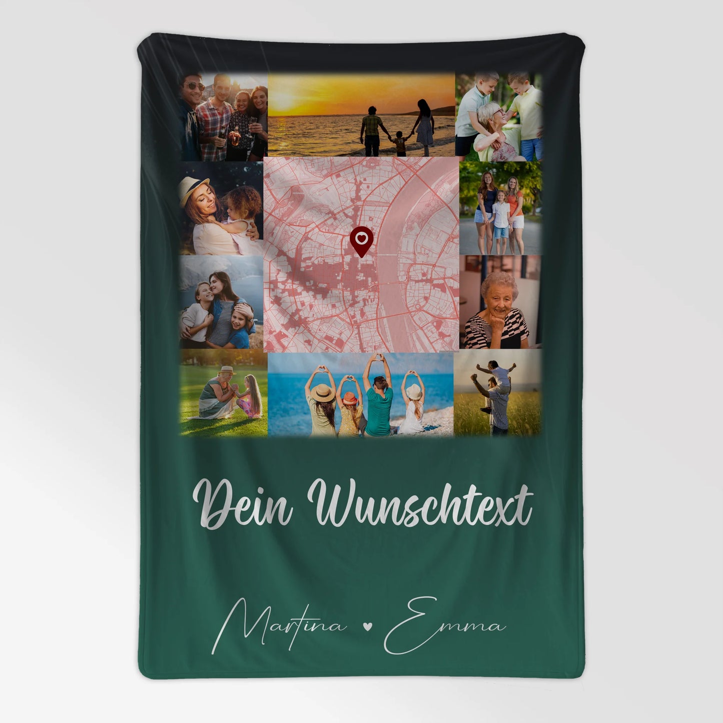 Personalisierte Decke Mit Namen 10 Fotos Karte in der Mitte Wunschtext Geschenkidee 7