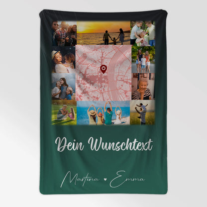 Personalisierte Decke Mit Namen 10 Fotos Karte in der Mitte Wunschtext Geschenkidee 7